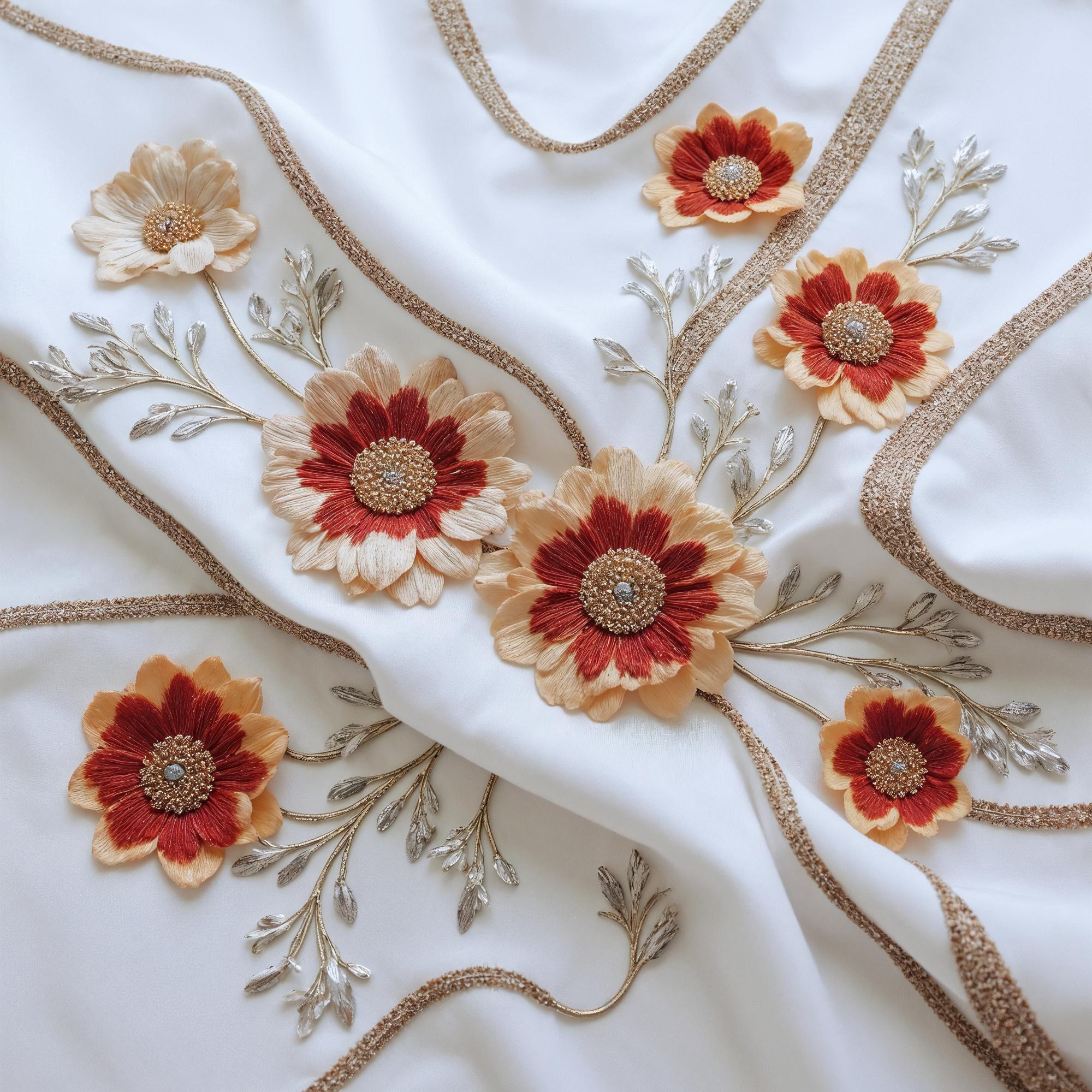 haft dekoracyjny na tkaninie dekoracyjnej